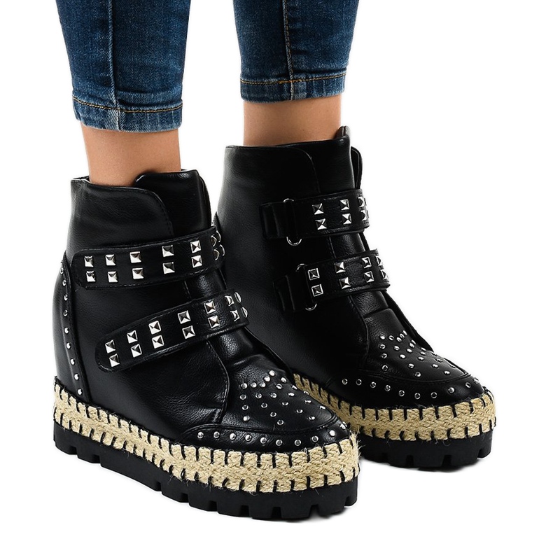 Black women's trapper ankle boots AJ-546