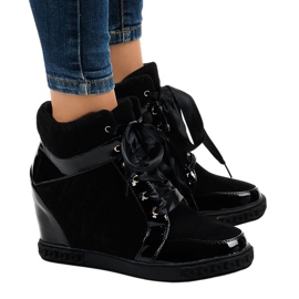 Fashionable black wedge sneakers KLS-109-3 Fashionable black wedge sneakers KLS-109-3