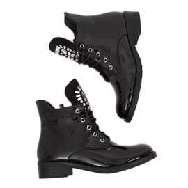 Black lacquered women's boots NC866 Black