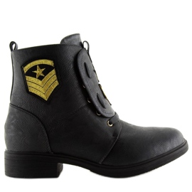 Black H-4 Black workery boots with patches
