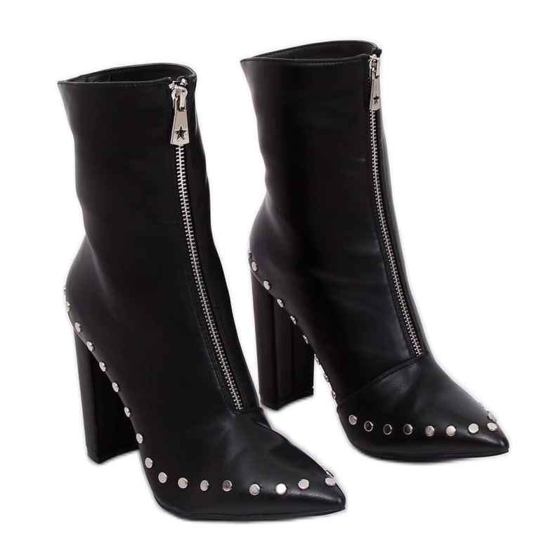 Black high-heeled boots NS062P Black