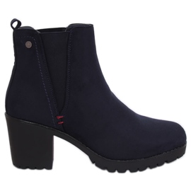 Navy boots with wide heels W373 Blue navy blue