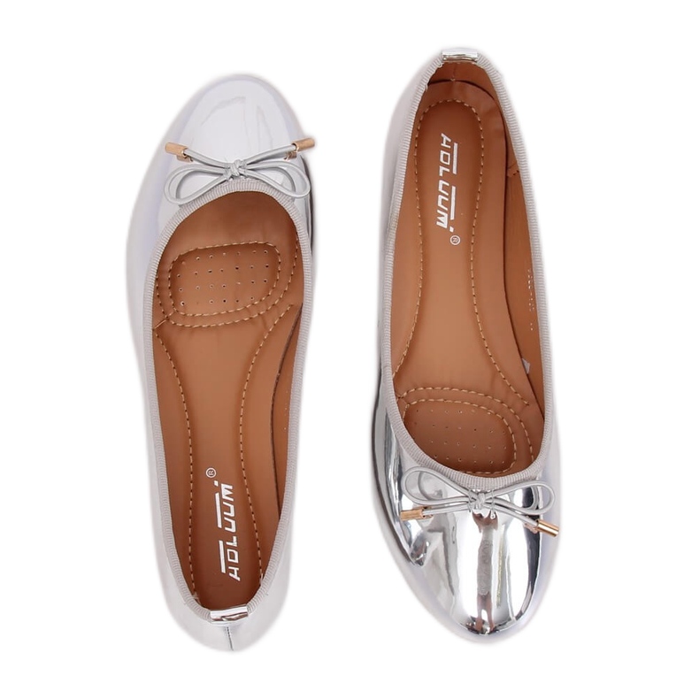 Silver metallic ballerinas 9988-139 Silver grey