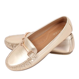 Gold women's loafers L7189A Gold golden