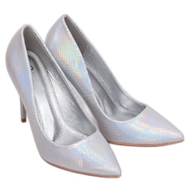 Pumps on a silver holographic NF-52 Silver pin grey