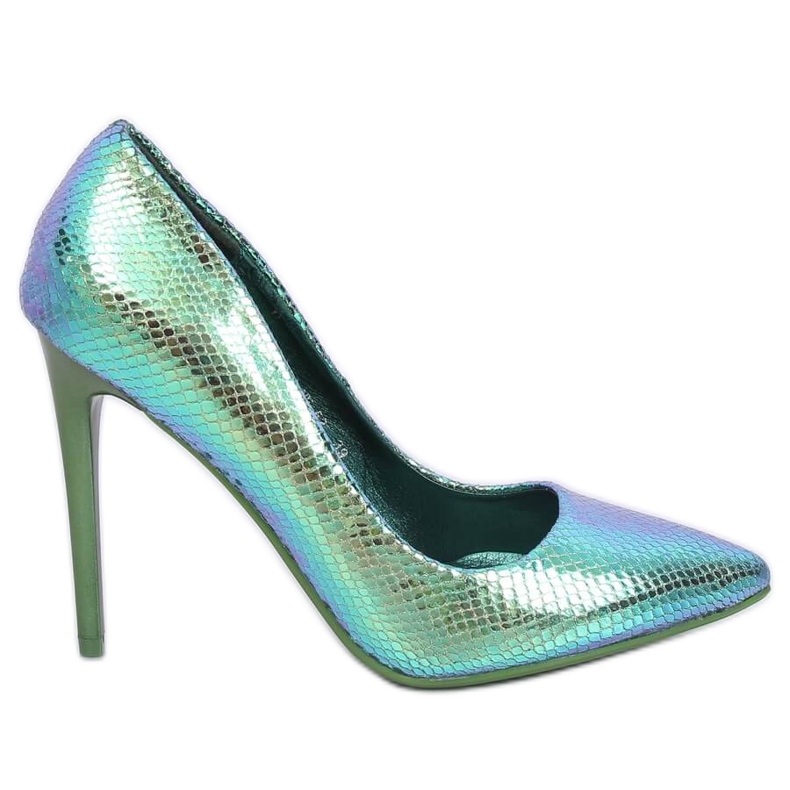 Pumps on a heel holographic blue and green NF-52 Blue Pumps on a heel holographic blue and green NF-52 Blue
