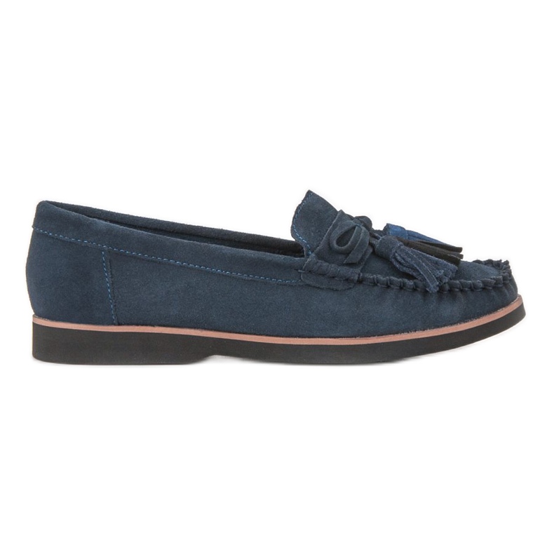 Filippo Leather Loafers With Fringes blue