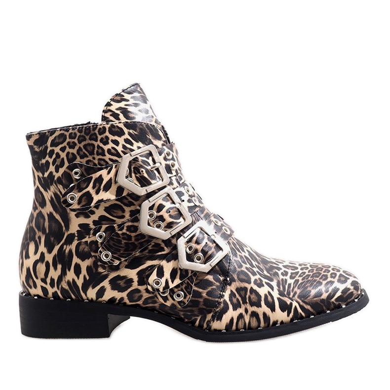Leopard boots fastened with 7-X7185C buckles black multicolored