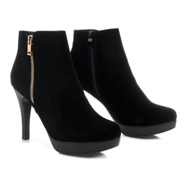 Boots On High Heel J0081-1 Black Zipper