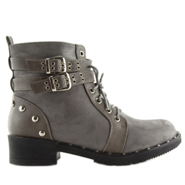 Gray Lace-up boots L3382 Gray grey
