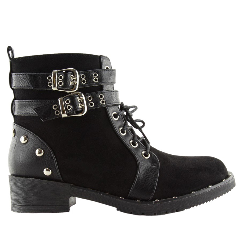 Black lace-up boots L3382 Black