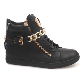 High-top Sneakers With A Zipper 3346 Black yellow