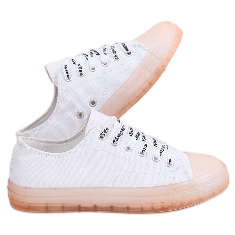 Women's white and pink sneakers B111-2 WHITE / PINK