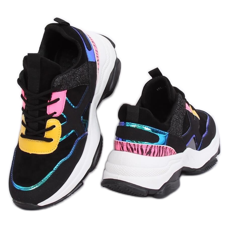 Black HL-12 Black sports shoes multicolored