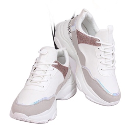 White sports shoes HL-12 Whte multicolored