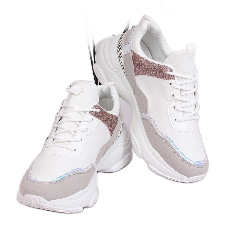 White sports shoes HL-12 Whte multicolored