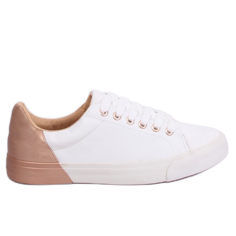 Women's white and champagne sneakers A88-29 W-CHAMPAGNE multicolored