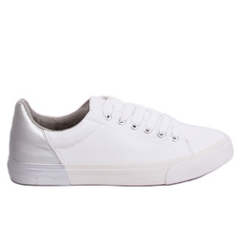 Women's white and silver sneakers A88-29 W-SILVER grey