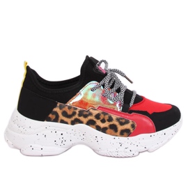 Black and red sports shoes HL-04 Red multicolored
