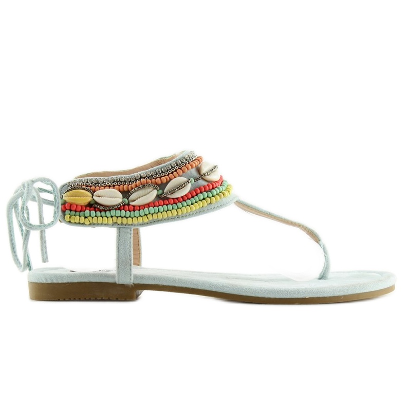 Blue Sandals with beads 8241 L.BLUE II-GAT multicolored