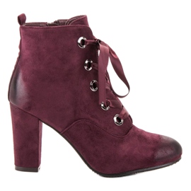 Vinceza Burgundy suede boots red