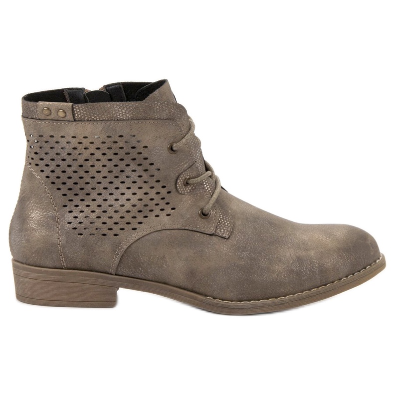 Groto Gogo Khaki openwork booties multicolored green