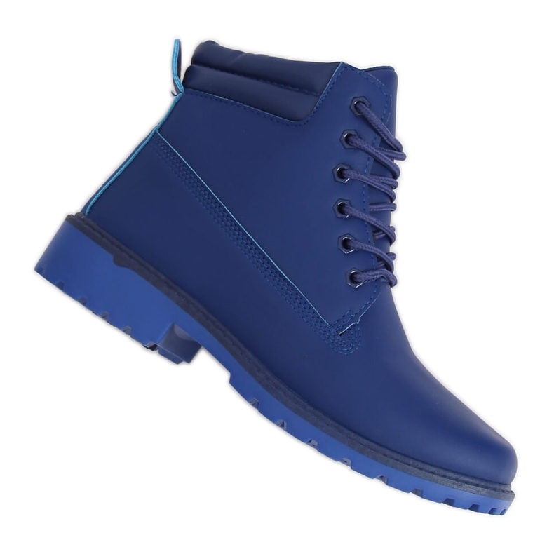 Timber boots for women navy blue W-3033 Blue