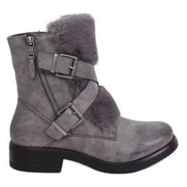 Gray boots with fur 1061A-PA Gray grey