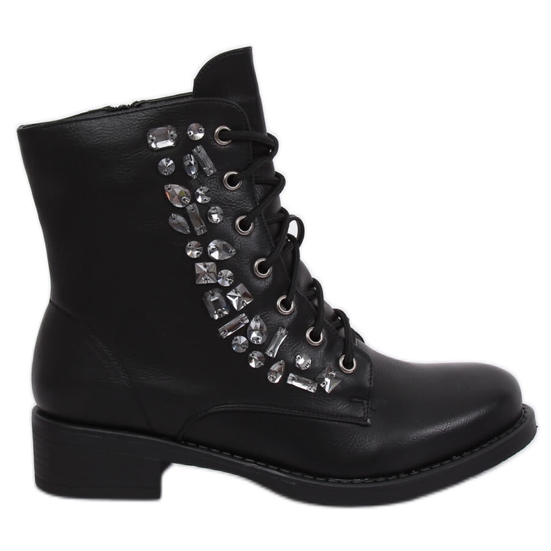 Black boots workery with stones 0-268 Black