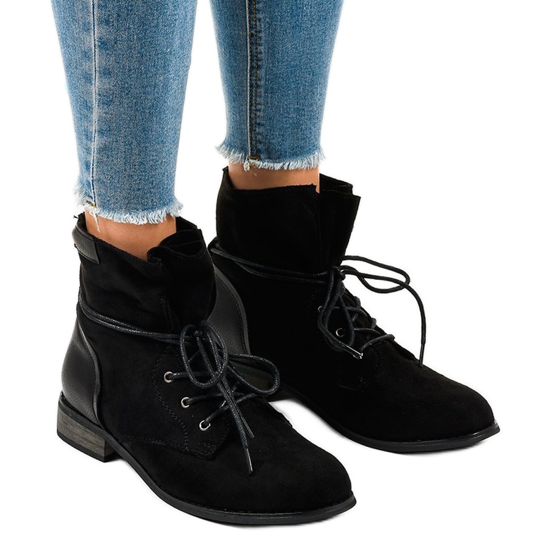 Black suede ankle boots S83