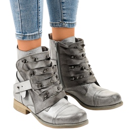 Women's gray boots decorated with a F1611 zipper grey