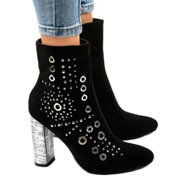 Black suede ankle boots on the AE28P post