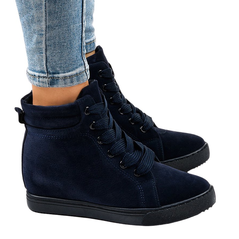Navy blue wedge sneakers TL50-2