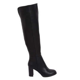 Over-the-knee boots on the post black F128 Black