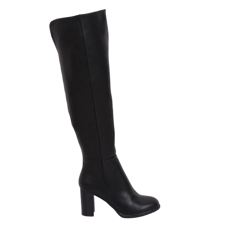 Over-the-knee boots on the post black F128 Black