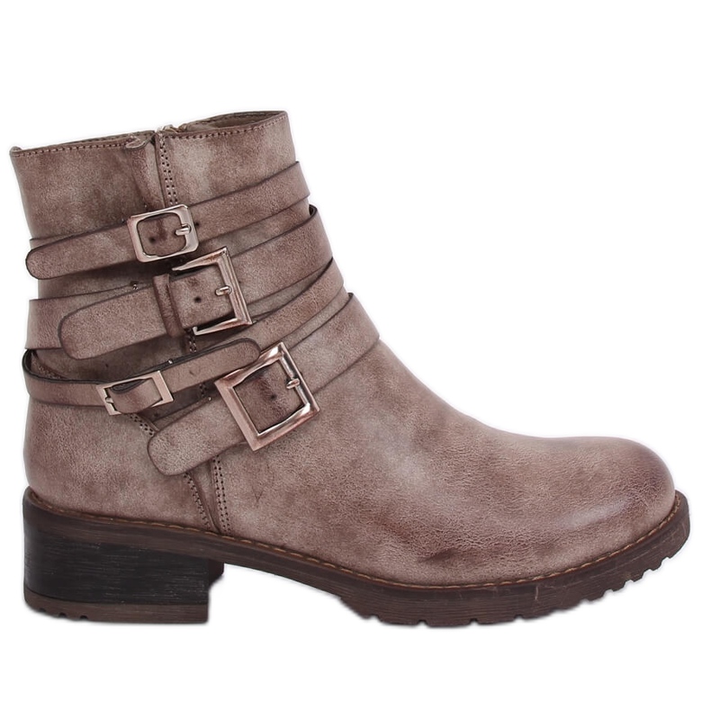 Women's flat beige boots Z100 Khaki