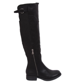 Black musketeer boots F2075 Black