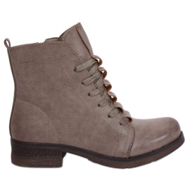 Lace-up boots beige F2801 Khaki