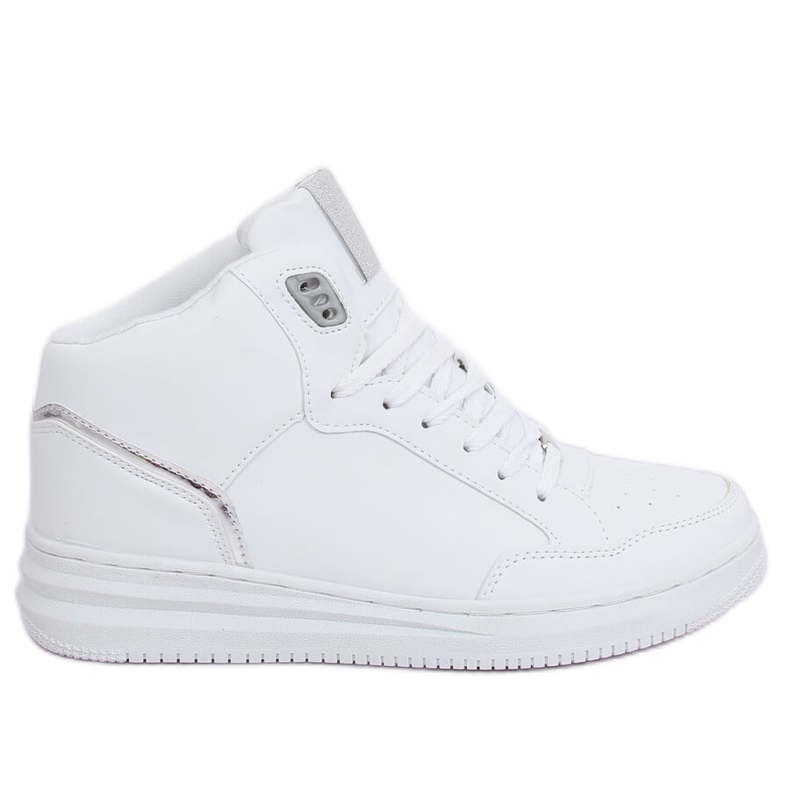 White and silver high-ankle sports shoes 107-18 WHITE / SILVER