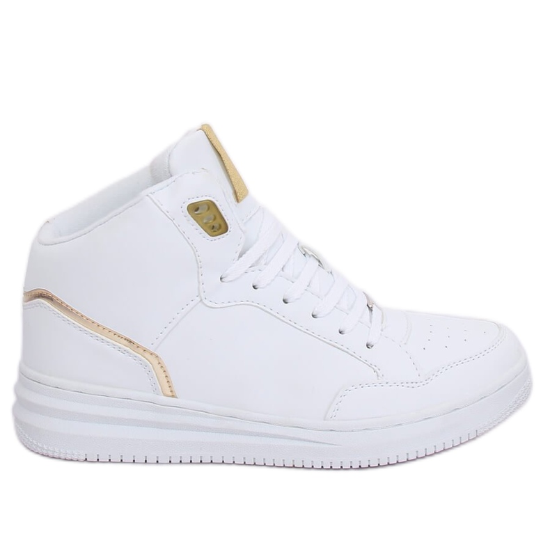 White and gold high-ankle sports shoes 107-18 WHITE / GOLD