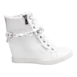 Boots Sneakers On Wedge 8089 White Boots Sneakers On Wedge 8089 White