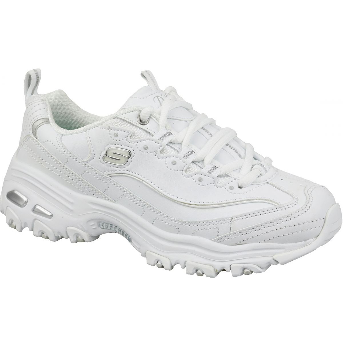 Skechers d lite white 2025 silver
