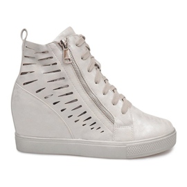 Openwork wedge sneakers HQ881 Silver grey