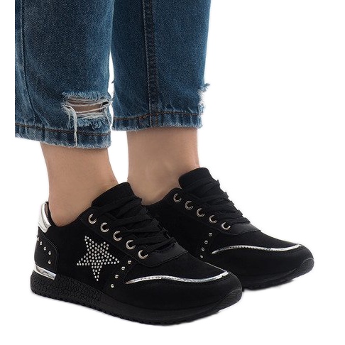 Black sports sneakers with a star XSM101-19