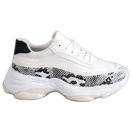 SHELOVET Snake Print Trainers white multicolored