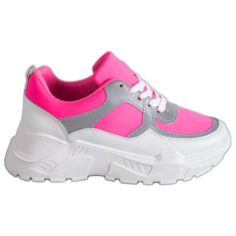 Ideal Shoes Neon Sport Shoes white pink multicolored