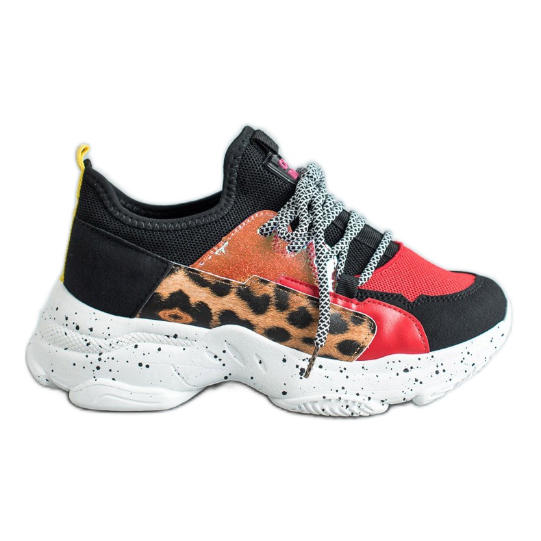 SHELOVET Leopard Print Sport Shoes red multicolored
