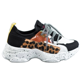 SHELOVET Leopard Print Sport Shoes black multicolored