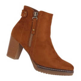 Camel 8B856 Camel suede high-heeled boots brown