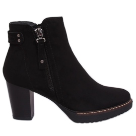 Black suede black 8B856 Black high-heeled boots